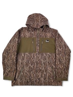 Banded Mossy Oak Bottomland Camo 1/4 Zip Hooded Jacket Mens XL Hunting